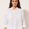 Cropped Linen and Viscose Shirt