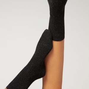 Cashmere Short Socks with Glitter