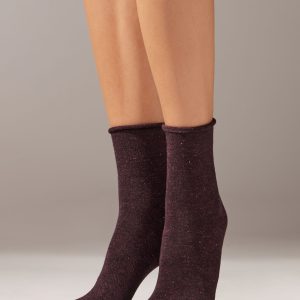 Cashmere Blend Short Socks with Glitter