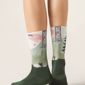 Mountain-Patterned Socks with Cashmere