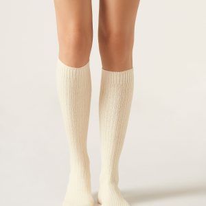 Women’s Ribbed Long Socks with Wool and Cashmere