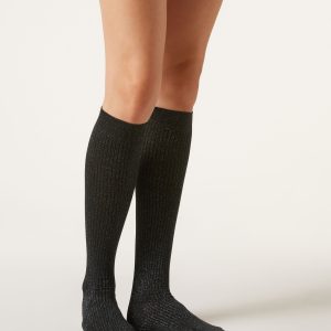 Long Ribbed Cotton Socks