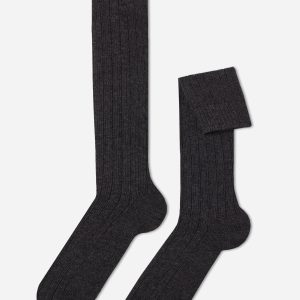Men’s Ribbed Wool and Cashmere Long Socks