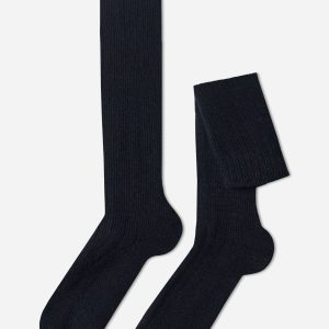 Men’s Ribbed Wool and Cashmere Long Socks